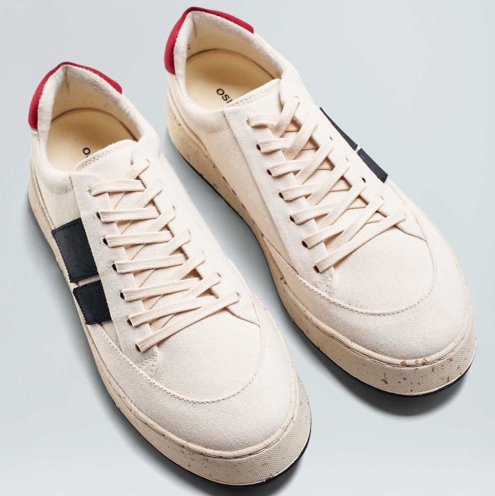 Osklen Ag Recycled Beige Blue Red Cotton Canvas Sneakers Shoes Size 10.5